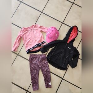 Nike Black Jacket and Pink Activewear Set